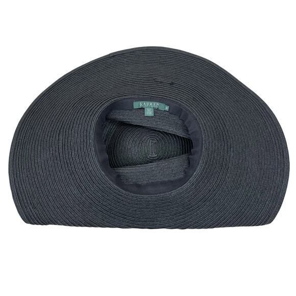 Vintage Lauren Ralph Lauren Floppy Wide Brim Black Straw Hat Sz. Medium main image 7
